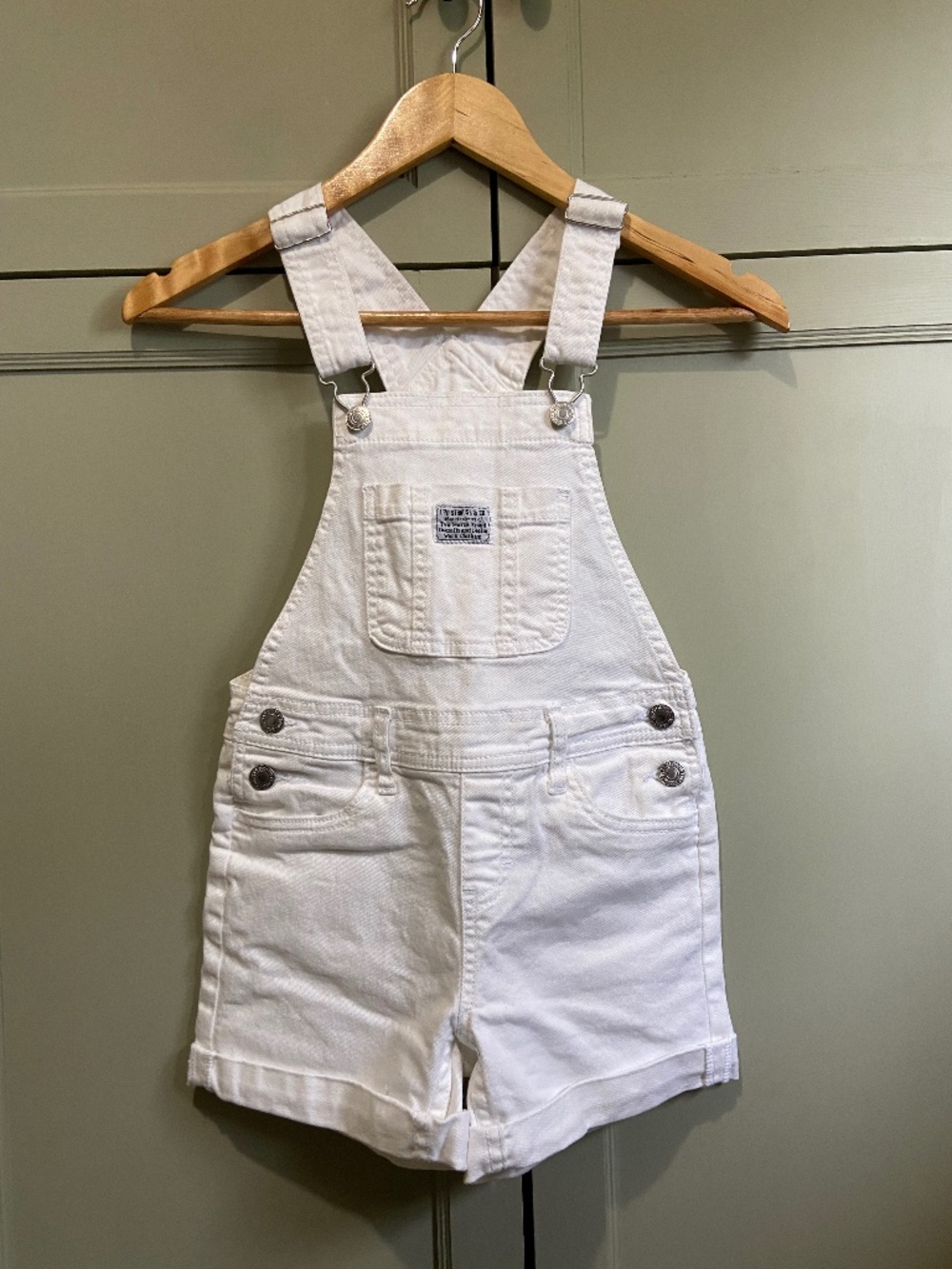 KIDS Levi's shortall, white denim overalls